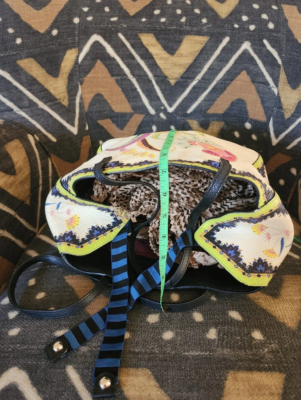 ETRO Italian Luxury Tote Bag Made In Milan, ULTRA Rare Pebbled Feather Boho 2017